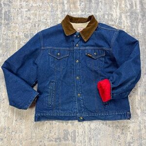 Vintage Saddle King Denim Sherpa Lined Ranchers Heavy Jacket 70s Size 46 L Mens